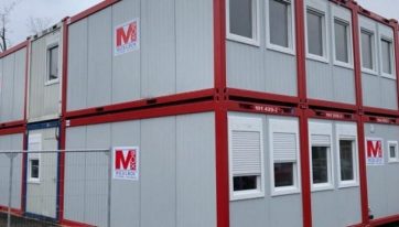 Mobilbox-Bürocontainer und Sanitärcontainern.