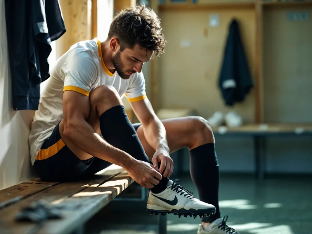 mannschaftscontainer als vereincontainer für einen fußballverein wo ein fußballer sich umzieht.